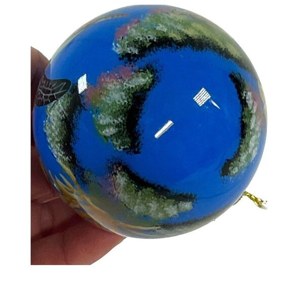 Reverse Painted Glass St. Simons Islans Christmas Tree Souvenir Ornament VTG - Picture 5 of 11